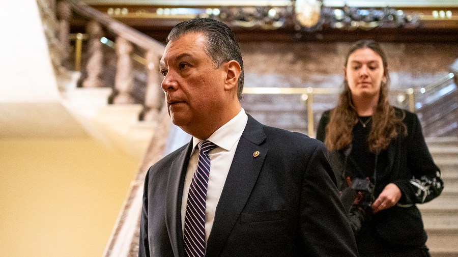 Padilla gets emotional while recalling the incident at the Noem event, stating that the escorts 'remained quiet.'