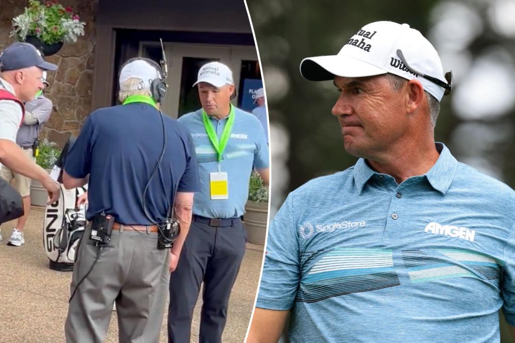 Padraig Harrington has a heated exchange with Roger Maltbie