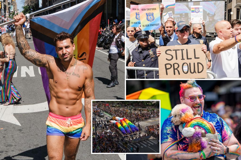 Pride parade in NYC brightens the streets with joy while police hopefuls demonstrate against uniform restrictions