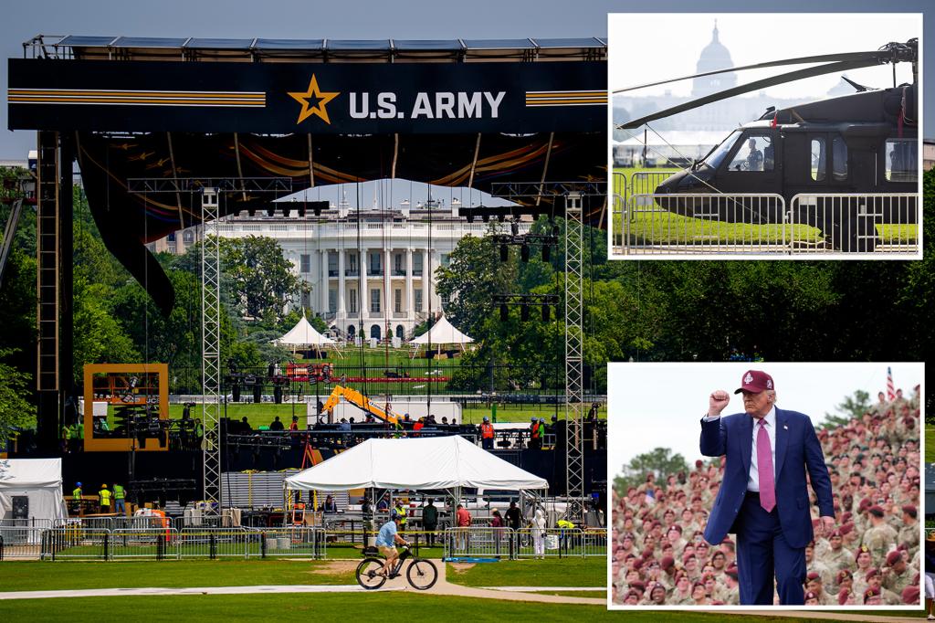 Rainy conditions could impact Trump's military parade, but the 'historic celebration' will continue.