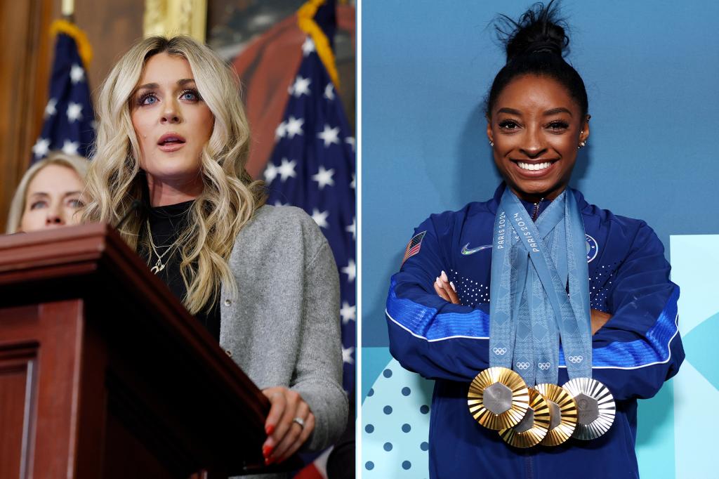 Riley Gaines reacts in online dispute with Simone Biles