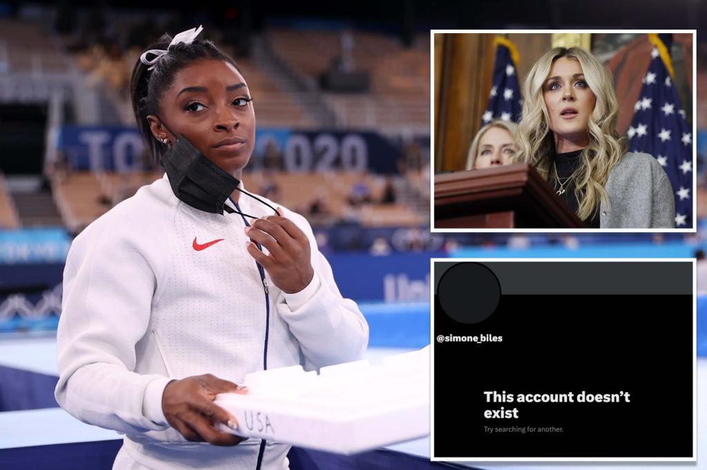 Riley Gaines responds to Simone Biles removing X following their disagreement about transgender athletes.