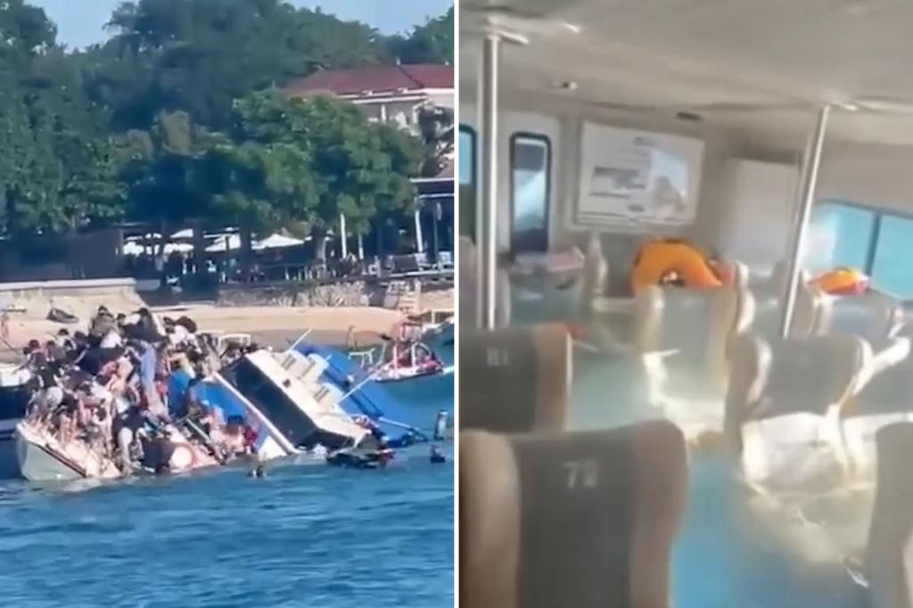 Scary footage of a tourist boat sinking near Bali's coast