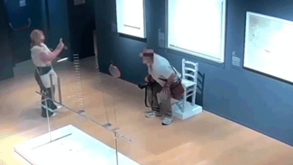 Security footage shows tourist damaging delicate 'Van Gogh' chair in museum
