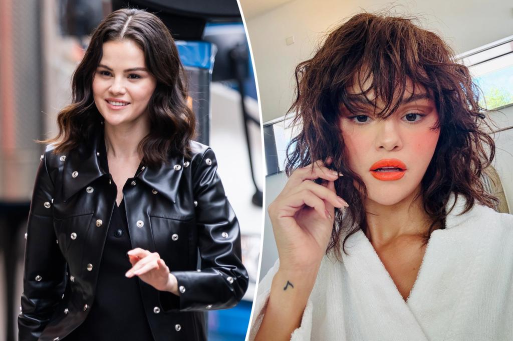 Selena Gomez reveals a striking new hairstyle with bangs.