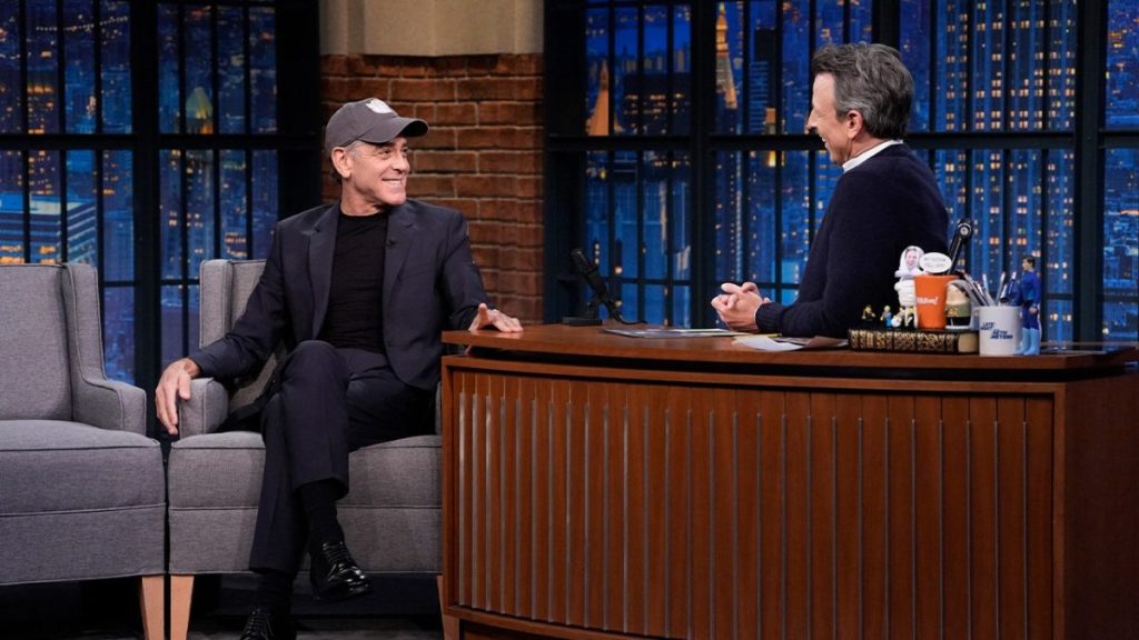 Seth Meyers does not mention Biden fundraiser event while speaking with George Clooney.