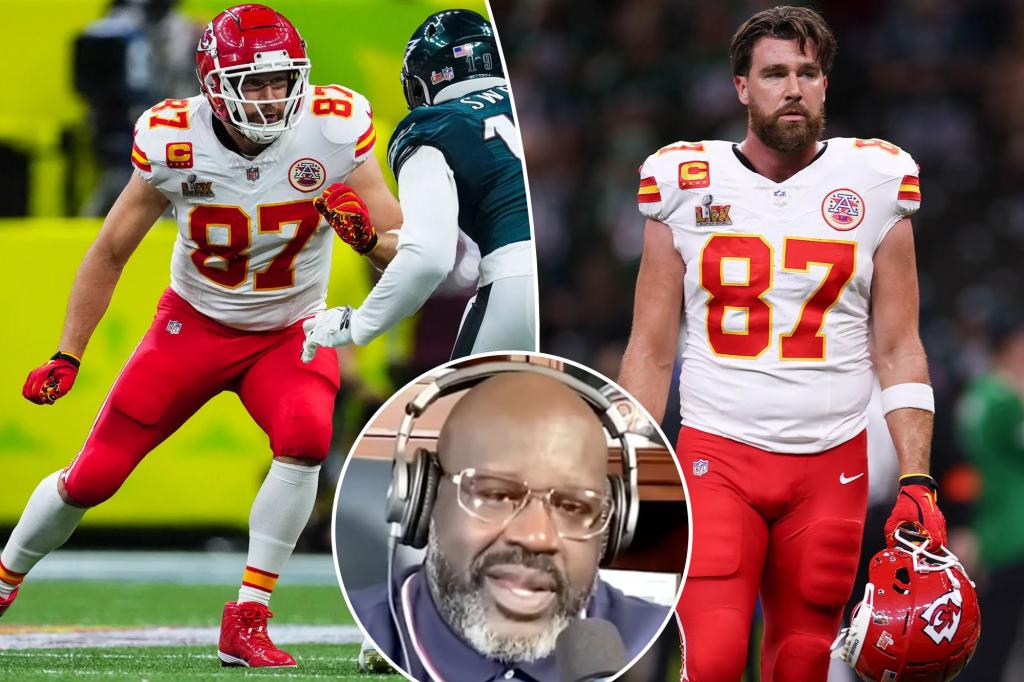 Shaq criticizes the Chiefs for their game strategy with Travis Kelce in the disappointing Super Bowl.