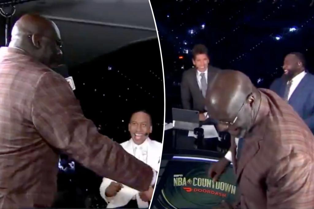 Shaq invades the set of 'NBA Countdown' ahead of the NBA Finals