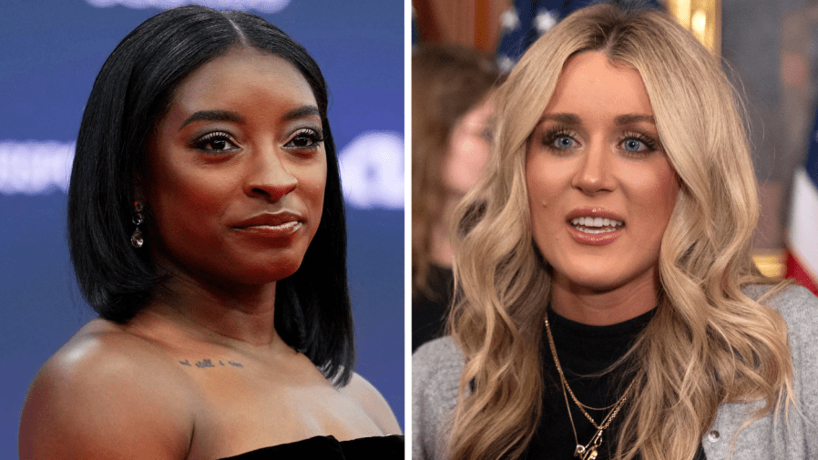 Simone Biles says sorry to Riley Gaines for being 'personal' during their disagreement about trans athletes.
