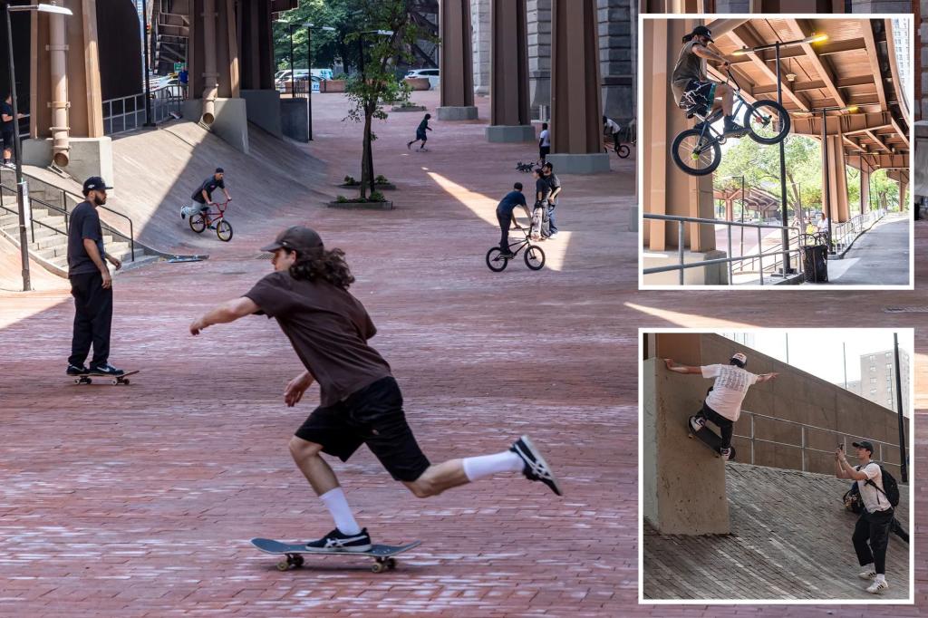 Skateboarding hub beneath the Brooklyn Bridge reopens after 15 years