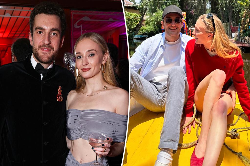 Sophie Turner and Peregrine Pearson share a warm moment at Glastonbury
