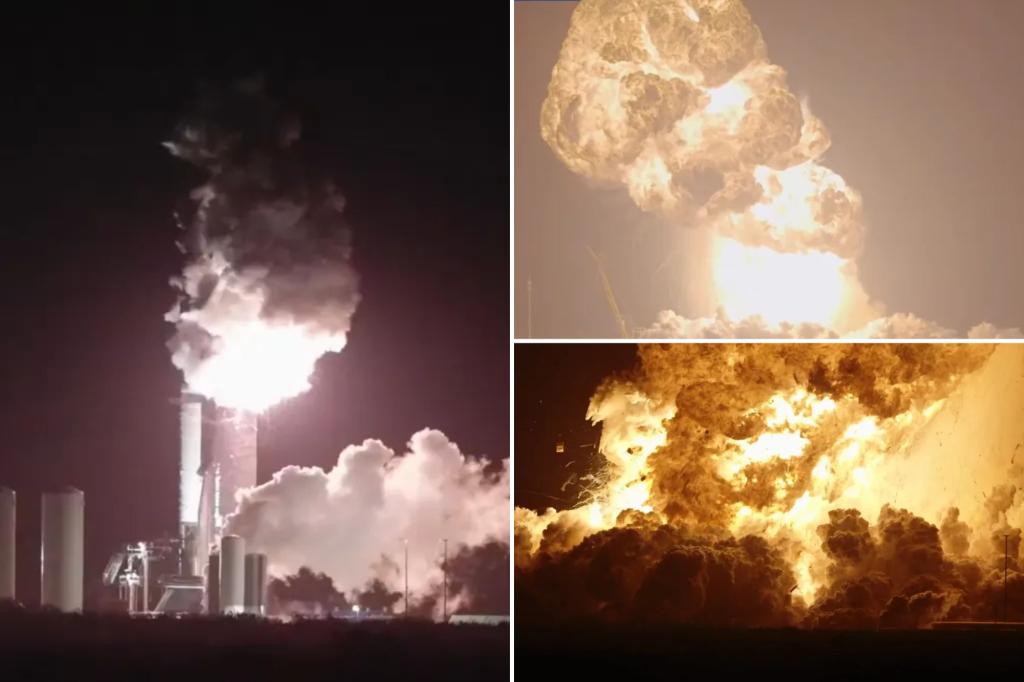 SpaceX Starship bursts into a large fireball during a test at the Texas location.