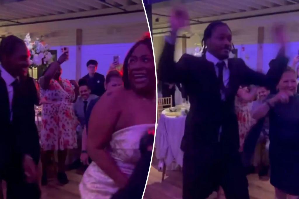 Stefon Diggs celebrates at his sister's wedding following boat video incident