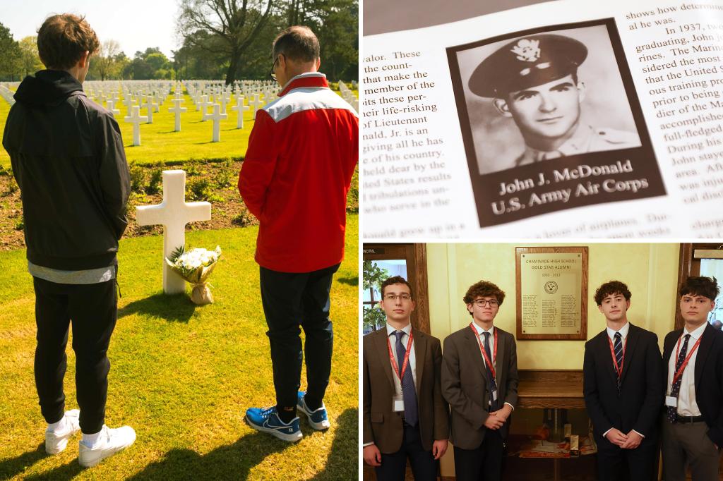 Students from Long Island visit Normandy to pay tribute to a forgotten alumnus who lost his life in the D-Day invasion.