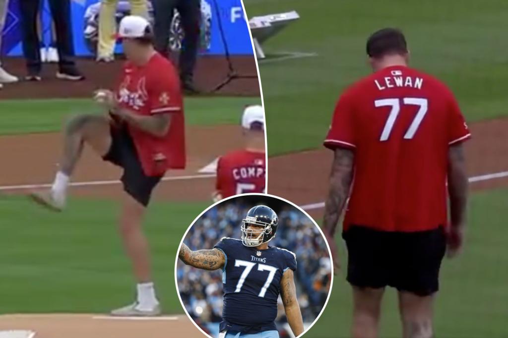 Taylor Lewan's first pitch at the Cardinals game was a complete failure: 'Worst day'