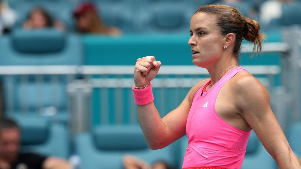 Tennis players Maria Sakkari and Yulia Putintseva share a tense moment following their match