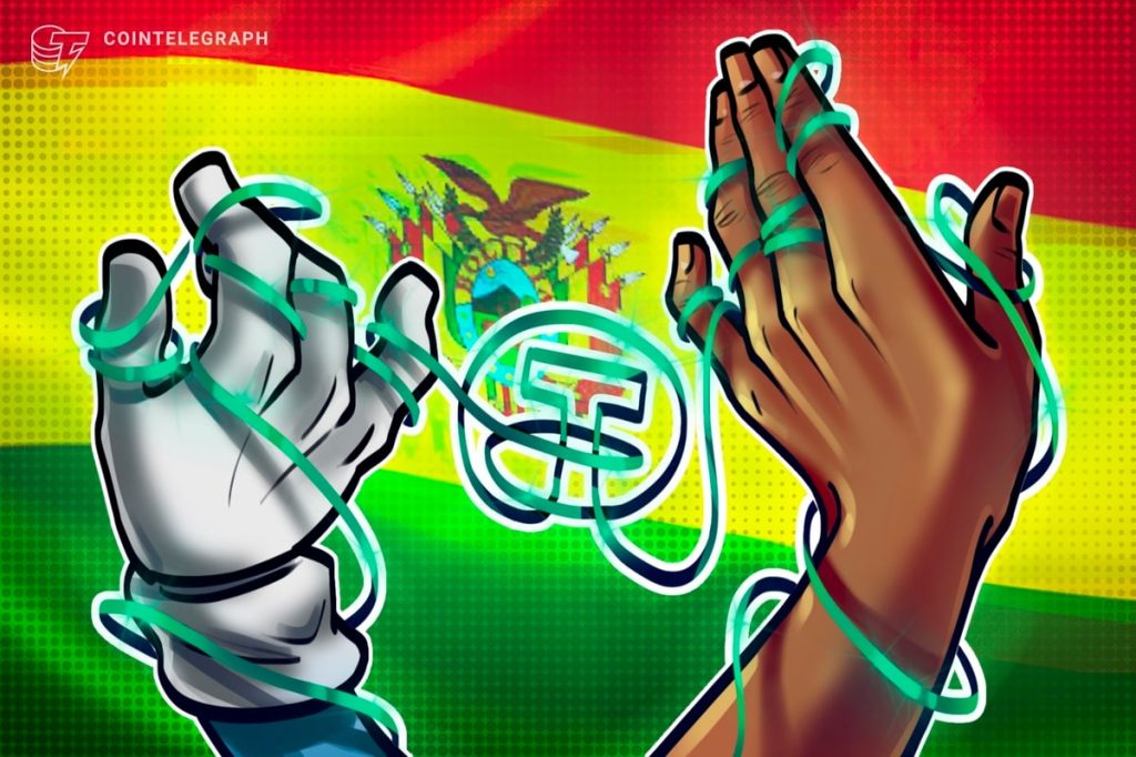 Tether USDT stablecoin observed on price tags in Bolivian stores