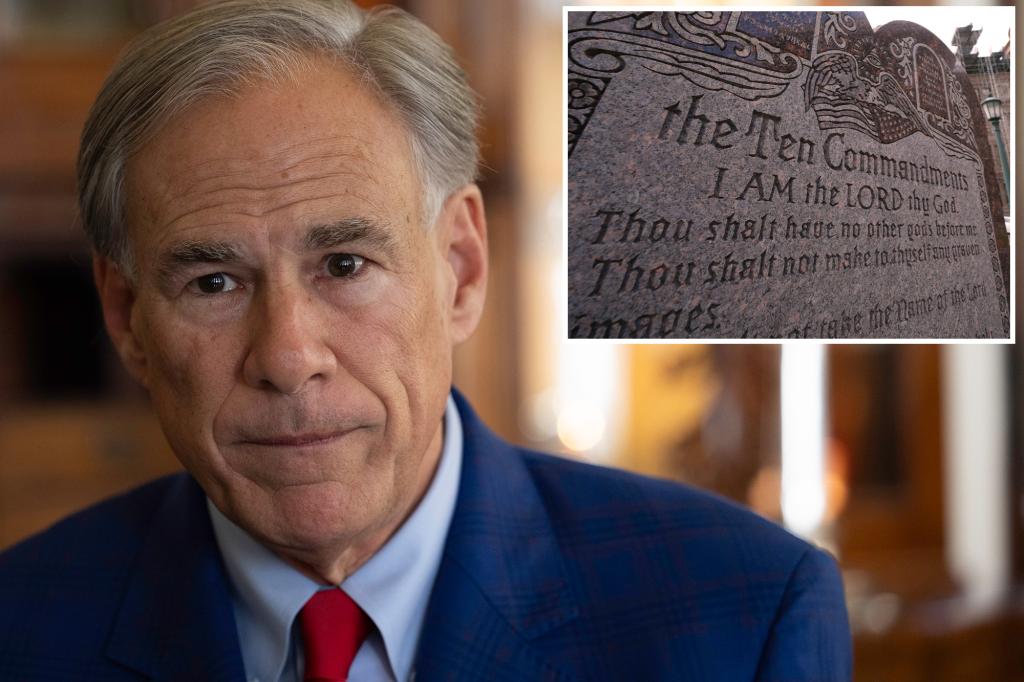 Texas law mandates the display of the Ten Commandments in all public school classrooms.