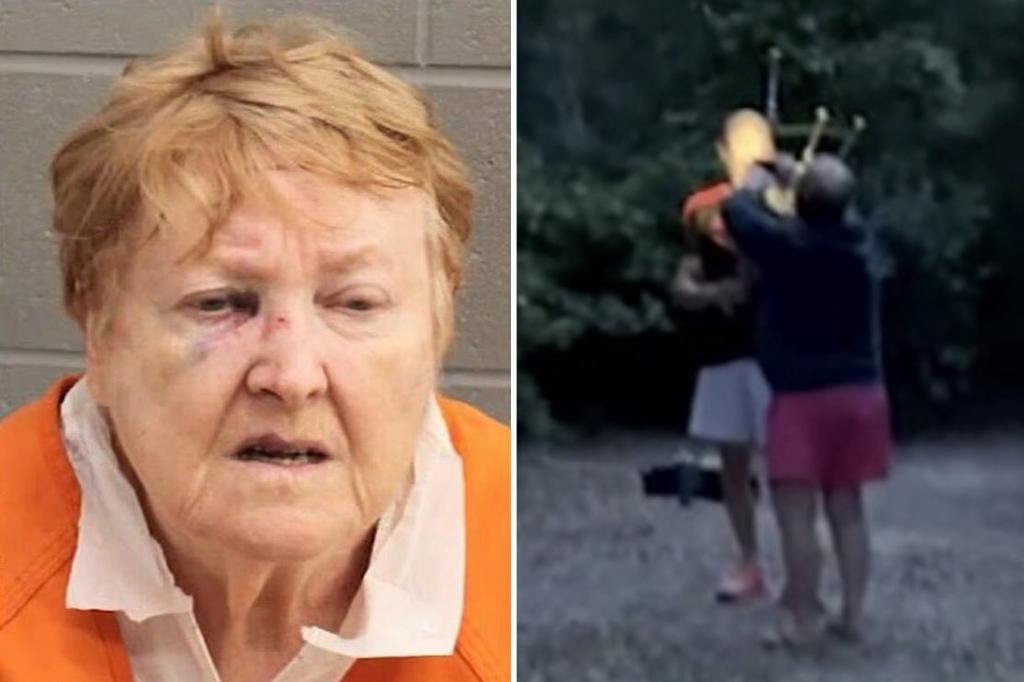 Texas woman Eunice Isgur reacts violently after hearing bagpipes in a local park.