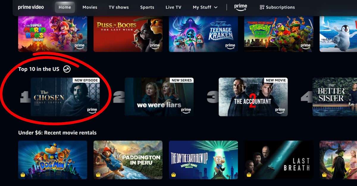 The Chosen Rises to the Top Spot on Prime Video