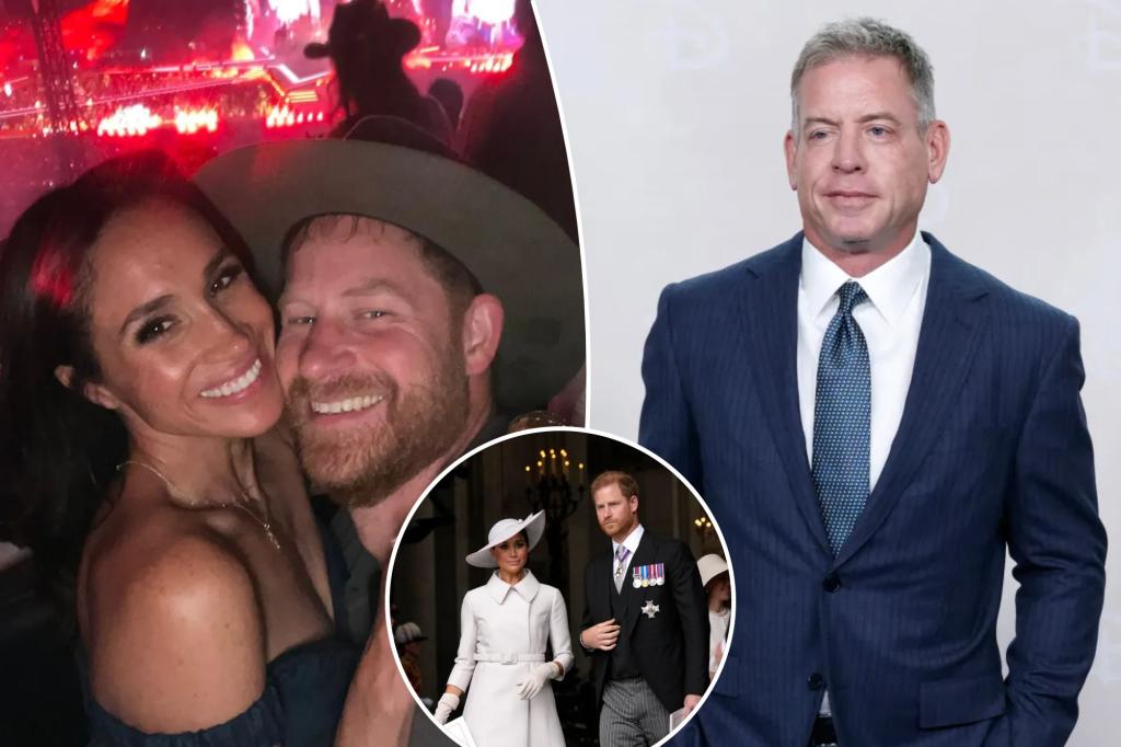 Troy Aikman explains why he hasn't developed a friendship with his royal neighbors, Prince Harry and Meghan Markle.