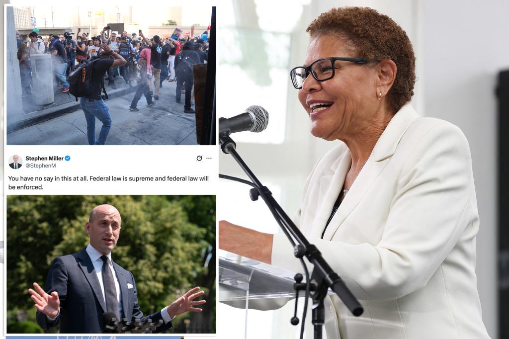 Trump administration officials criticize LA Mayor Karen Bass' reaction to ICE raids while police confront aggressive protesters.