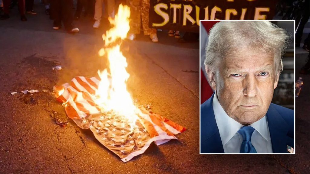 Trump claims that those at LA protests burning American flags might be jailed.