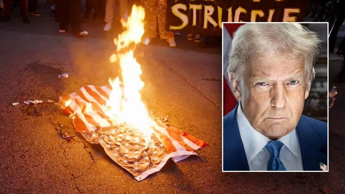 Trump claims that those at LA protests burning American flags might be jailed.