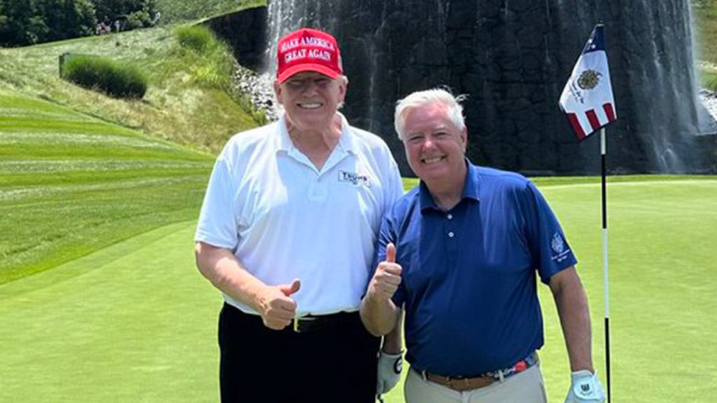 Trump plays golf with Republican leaders while Senate aims to approve bill before July 4