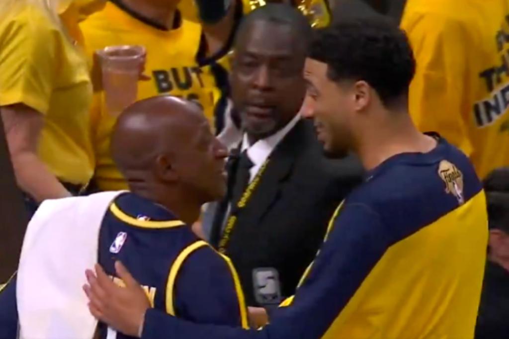 Tyrese Haliburton pokes fun at his dad for his unusual fashion choice at the NBA Finals