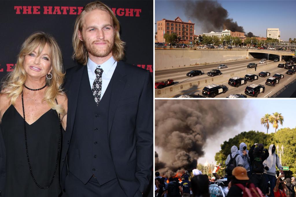 Wyatt, the son of Kurt Russell and Goldie Hawn, responds to the accusation of being a viral protester confronting National Guardsmen during the LA riots.