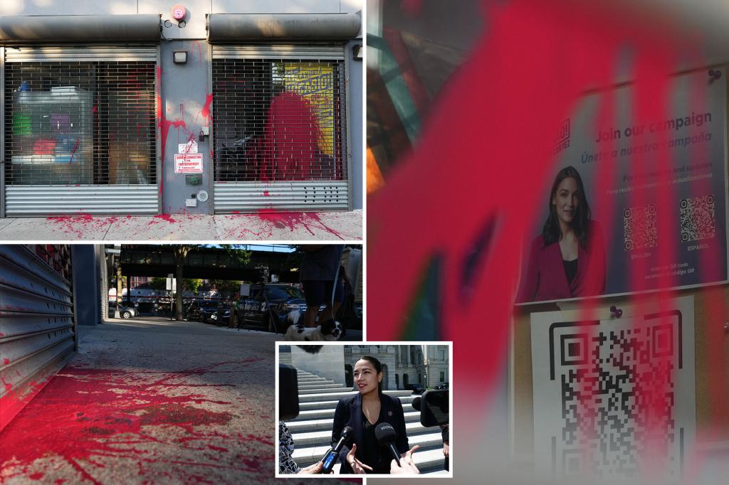 AOC's Bronx office defaced with red paint following Israel vote