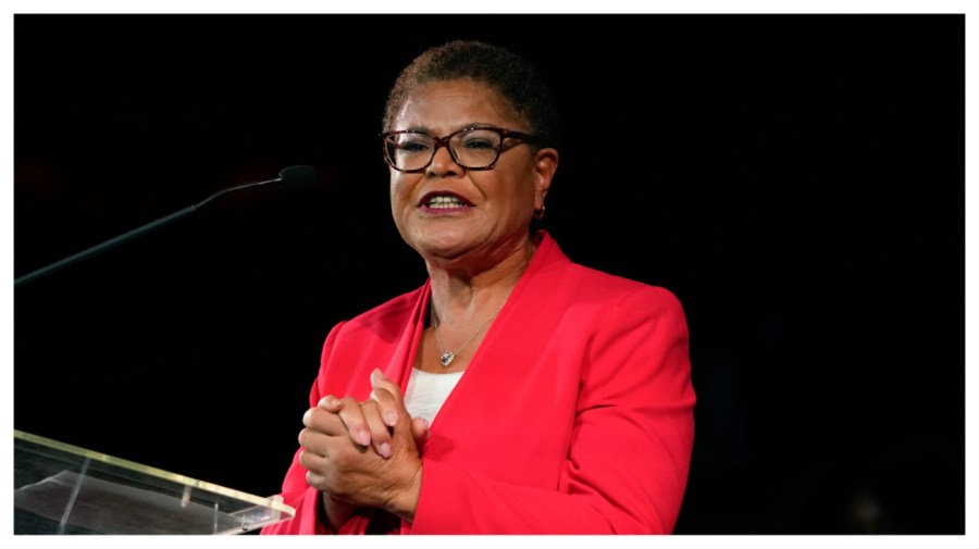 Bass disagrees with the Trump administration's backing of ICE agents wearing masks.