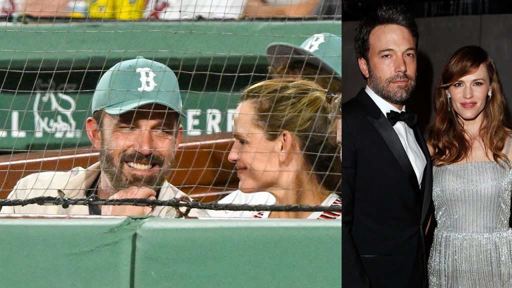Ben Affleck and Jennifer Garner come together at a Red Sox game with their kids.