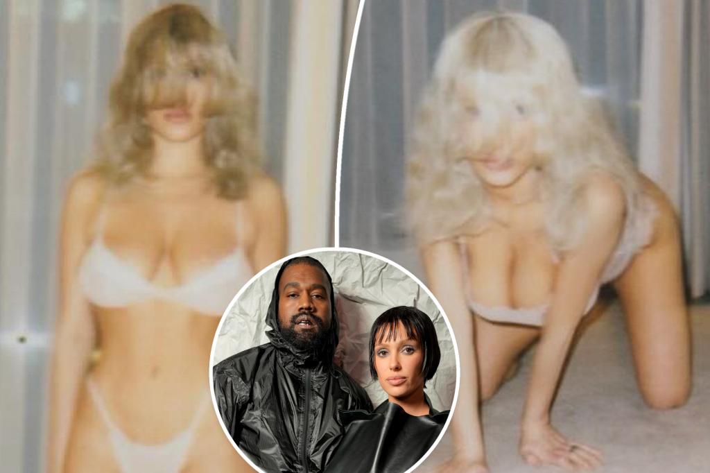 Bianca Censori moves toward the camera in white lingerie in bold photos taken by Kanye West.
