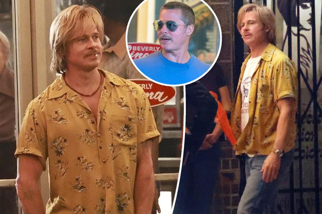 Brad Pitt shows off his messy hair in new images from the 'Once Upon a Time in Hollywood' sequel
