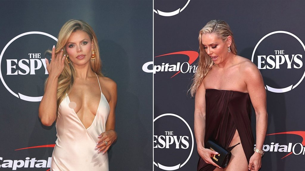 Brooks Nader and Lindsey Vonn experience wardrobe malfunctions at the ESPYs.
