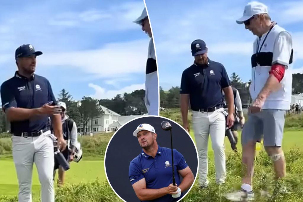 Bryson DeChambeau's 'awkward interaction' with a ball spotter at the British Open splits opinions among fans