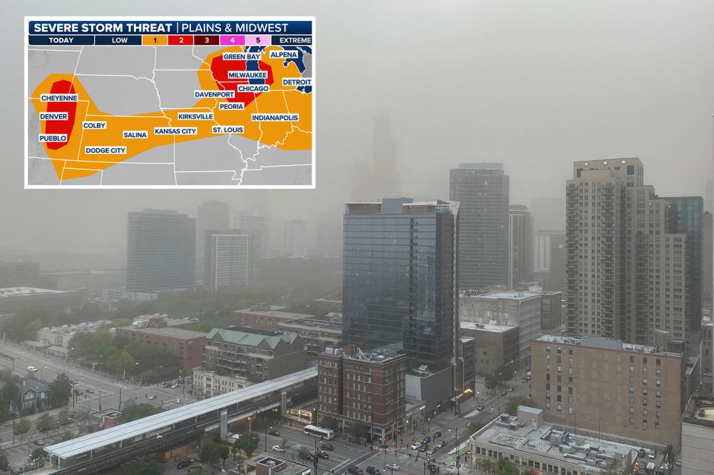 Chicago and Denver among 21 million at risk of intense storms with heavy hail and strong winds