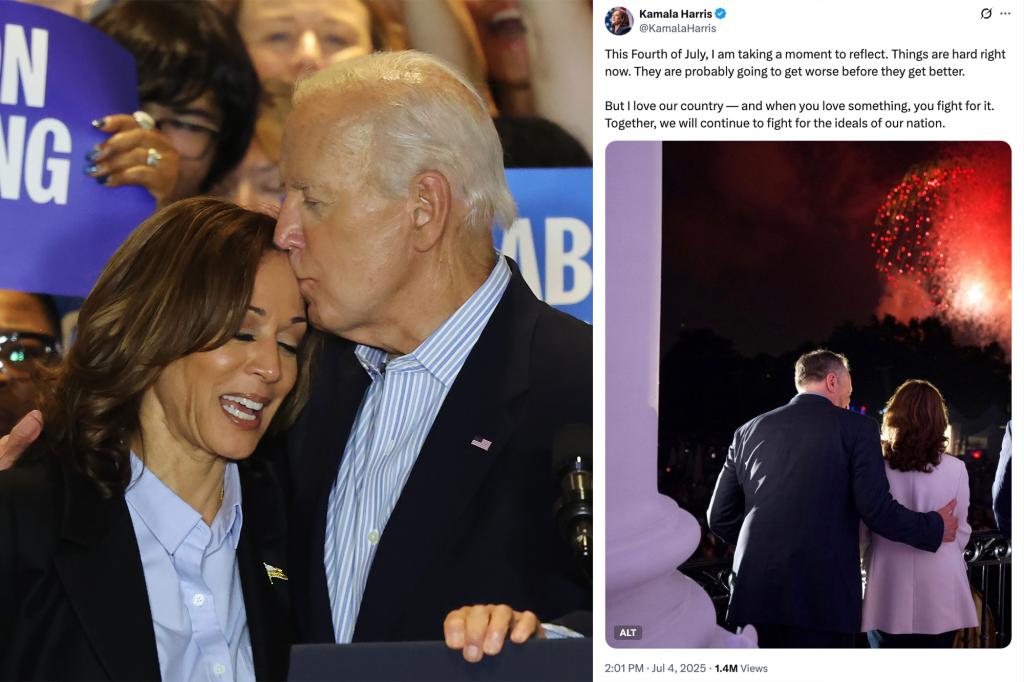 Critics criticize Kamala Harris for negative July 4 post that excludes Biden from the picture