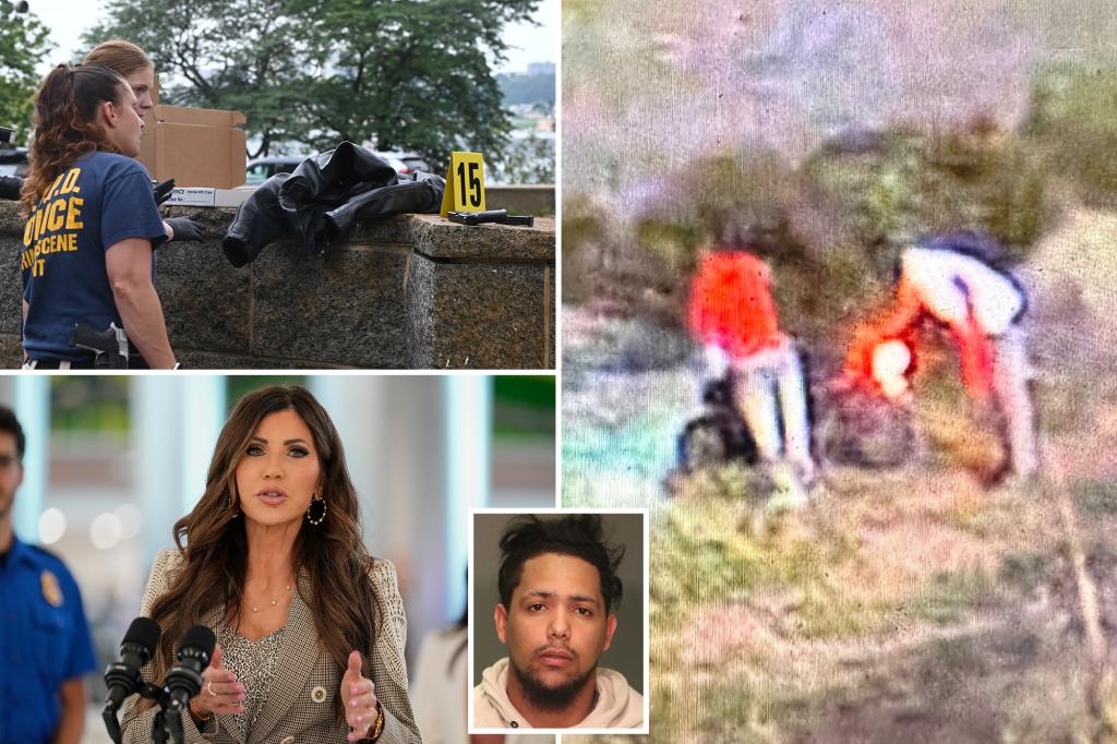 DHS Secretary Noem criticizes Adams regarding sanctuary city laws following shooting of Border Agent in NYC park; second suspect is in custody.