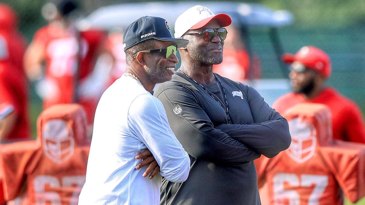 Deion Sanders attends his son's training camp with the Buccaneers