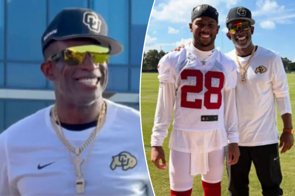 Deion Sanders meets with his son while facing an unknown health concern.