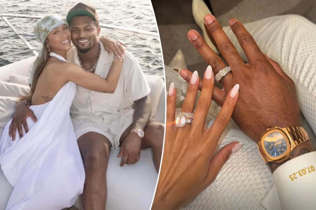 Deshaun Watson and his partner Jilly Anais show off diamond wedding rings after getting married