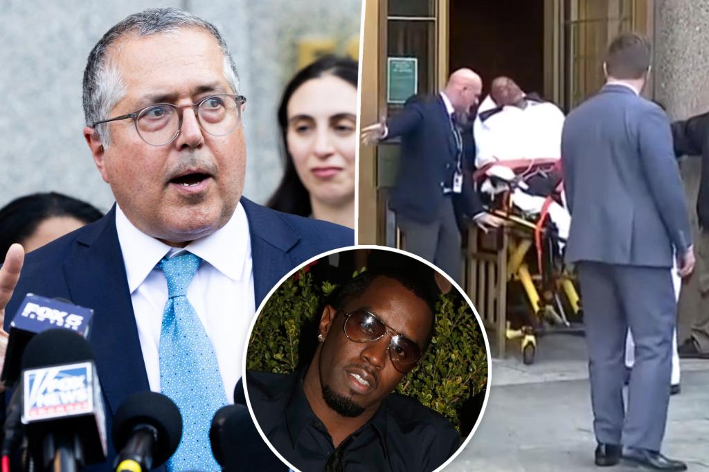 Diddy's attorney hurries to assist a civilian bleeding from the mouth after the trial decision.