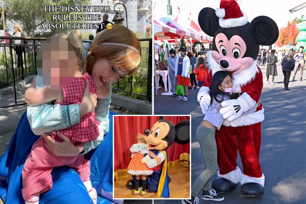 Disney theme park characters' hug policy with children