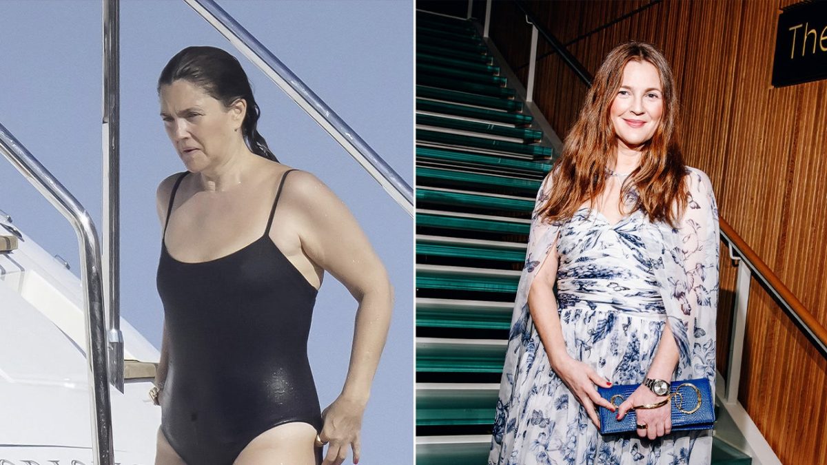 Drew Barrymore relaxes in St. Tropez wearing a black one-piece swimsuit