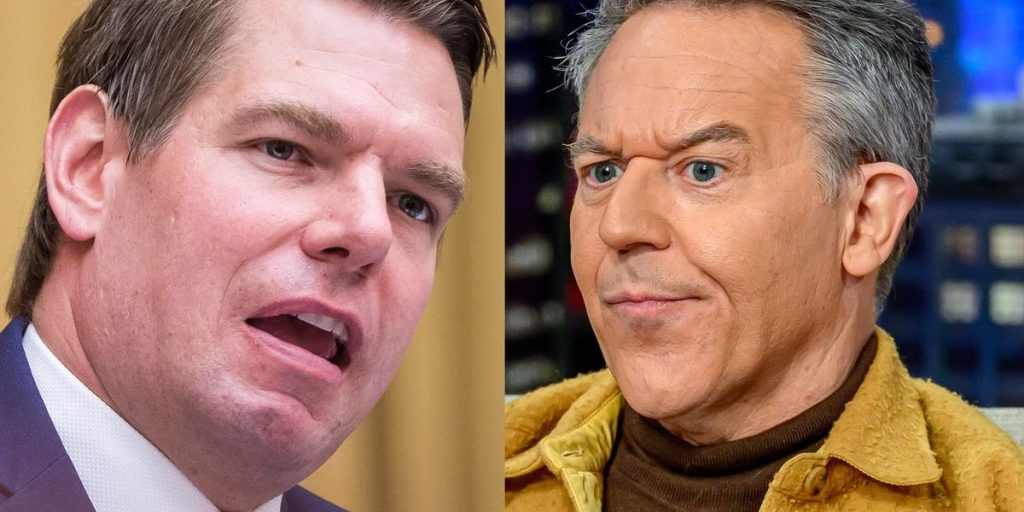 Eric Swalwell dares Greg Gutfeld to a bench press match after being teased, and faces more ridicule.