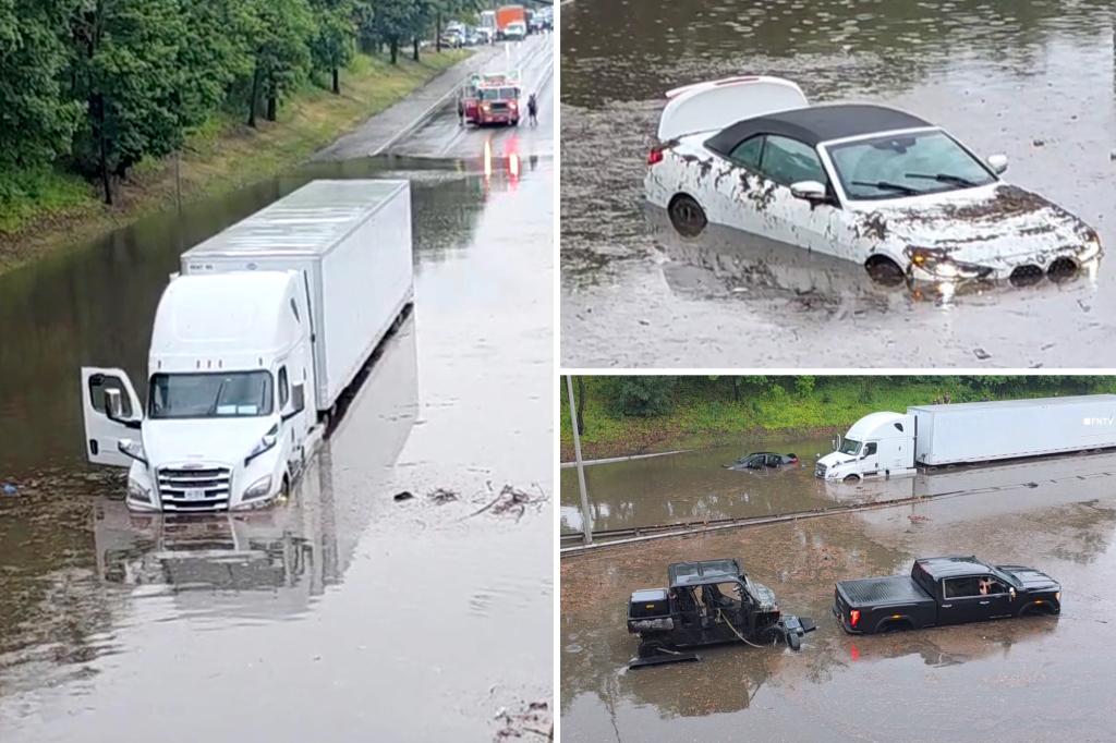 Flooding in NYC captures semi-truck, inundates several vehicles on Queens highway as Governor Hochul announces state of emergency