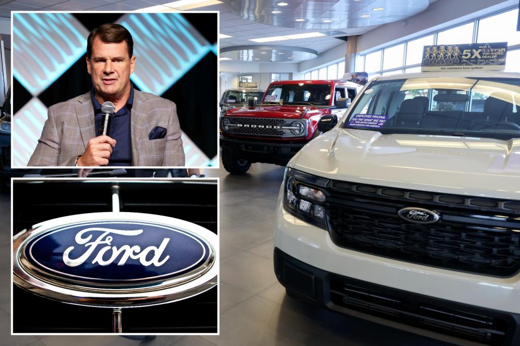 Ford's stock falls as the company faces an $800 million loss from tariffs and reduces its profit expectations.